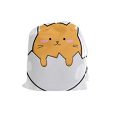 Yellow Cat Egg Drawstring Pouches (large)  by Catifornia