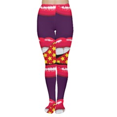 Lip Vector Hipster Example Image Star Sexy Purple Red Women s Tights by Mariart