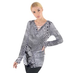 Fragmented Fractal Memories And Gunpowder Glass Women s Tie Up Tee by jayaprime