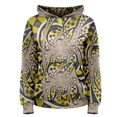 Liquid Taxi Cab, A Yellow Checkered Retro Fractal Women s Pullover Hoodie by jayaprime