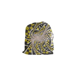 Liquid Taxi Cab, A Yellow Checkered Retro Fractal Drawstring Pouches (xs)  by jayaprime