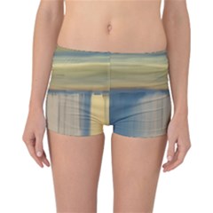 Denim-blue And Buttercream Reversible Boyleg Bikini Bottoms by digitaldivadesigns