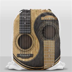 Old And Worn Acoustic Guitars Yin Yang Drawstring Bag (small) by JeffBartels