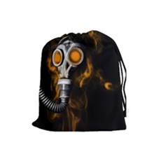 Gas Mask Drawstring Pouches (large)  by Valentinaart