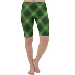Dark Green Diagonal Plaid Cropped Leggings  by NorthernWhimsy