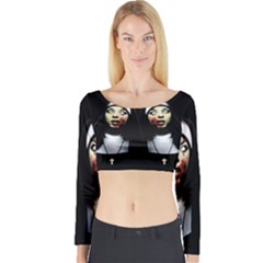 Horror Nuns Long Sleeve Crop Top by Valentinaart