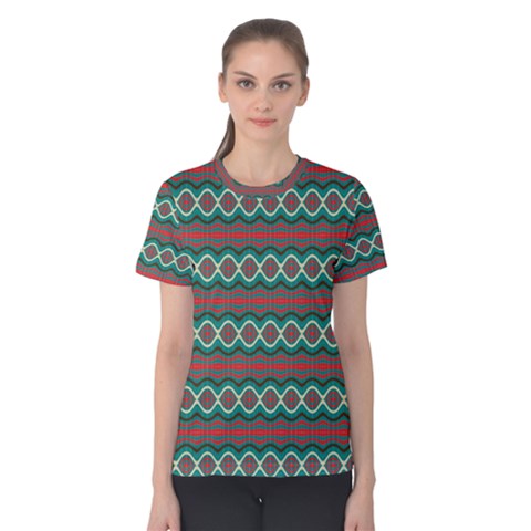 Ethnic Geometric Pattern Women s Cotton Tee by linceazul