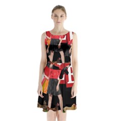 Sale Sleeveless Waist Tie Chiffon Dress