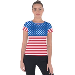 Usa Flag Short Sleeve Sports Top  by stockimagefolio1