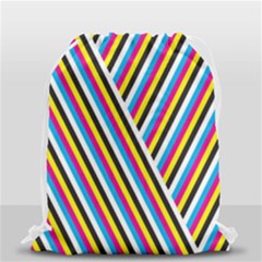Lines Chevron Yellow Pink Blue Black White Cute Drawstring Bag (small)