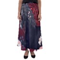 Awesmoe Black Horse With Flowers On Red Background Flared Maxi Skirt View1