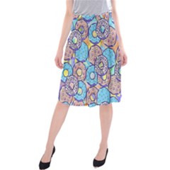 Donuts Pattern Midi Beach Skirt by ValentinaDesign