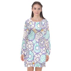 Donuts Pattern Long Sleeve Chiffon Shift Dress  by ValentinaDesign