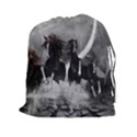 Awesome Wild Black Horses Running In The Night Drawstring Pouches (XXL) View1