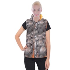 Fireplace Flame Burn Firewood Women s Button Up Puffer Vest by Nexatart