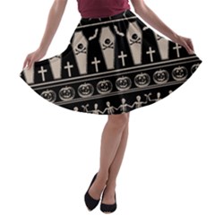 Halloween Pattern A-line Skater Skirt by ValentinaDesign