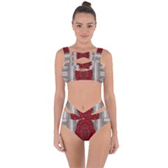 Strawberry  With Waffles And Fantasy Flowers In Harmony Bandaged Up Bikini Set  by pepitasart