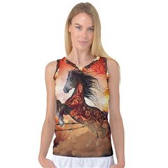 Awesome Creepy Running Horse With Skulls Women s Basketball Tank Top by FantasyWorld7
