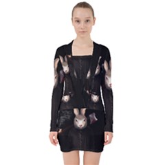 Evil Rabbit V-neck Bodycon Long Sleeve Dress