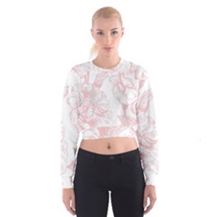 Vintage Pink Floral Cropped Sweatshirt by NouveauDesign