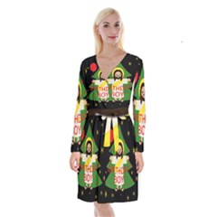 Jesus - Christmas Long Sleeve Velvet Front Wrap Dress by Valentinaart