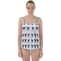 Floral Monkey With Hairstyle Twist Front Tankini Set by pepitasart