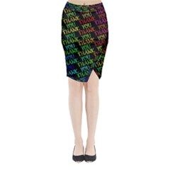 Thank You Font Colorful Word Color Midi Wrap Pencil Skirt by Celenk