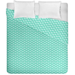 Tiffany Aqua Blue With White Lipstick Kisses Duvet Cover Double Side (california King Size)