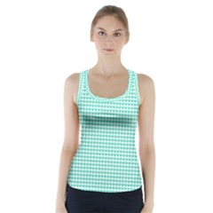 Tiffany Aqua Blue Candy Hearts On White Racer Back Sports Top by PodArtist