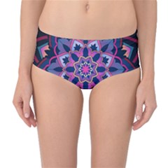 Mandala Circular Pattern Mid-waist Bikini Bottoms by Celenk
