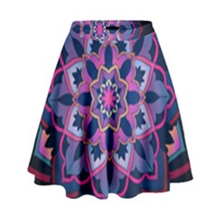 Mandala Circular Pattern High Waist Skirt by Celenk
