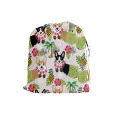 Hula Corgis Fabric Drawstring Pouches (large)  by Celenk