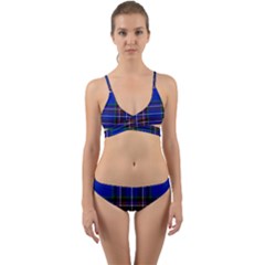 Bright Blue Plaid Wrap Around Bikini Set