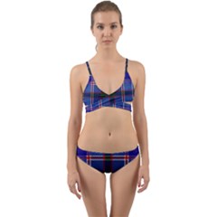 Blue Heather Plaid Wrap Around Bikini Set