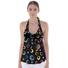 Abstract Background Retro 60s 70s Babydoll Tankini Top by Celenk