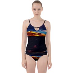 India Sunset Sky Clouds Mountains Cut Out Top Tankini Set by BangZart