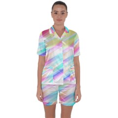 Background Course Abstract Pattern Satin Short Sleeve Pyjamas Set