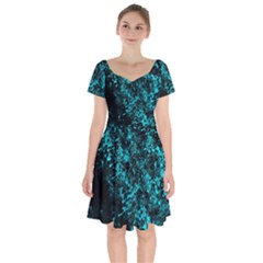 Blue Splash Short Sleeve Bardot Dress by berwies