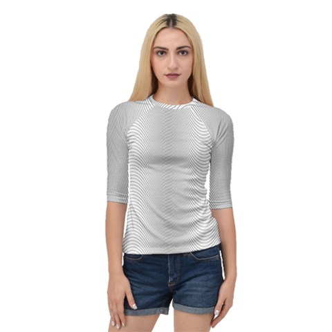 Monochrome Curve Line Pattern Wave Quarter Sleeve Raglan Tee by BangZart