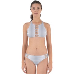 Monochrome Curve Line Pattern Wave Perfectly Cut Out Bikini Set by BangZart