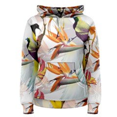 Exotic Birds Of Paradise And Flowers Watercolor Women s Pullover Hoodie by TKKdesignsCo