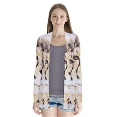 Leopard Animal Art Abstract Drape Collar Cardigan by Celenk