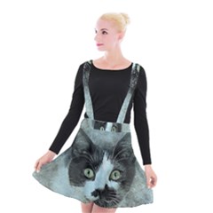 Cat Pet Art Abstract Vintage Suspender Skater Skirt by Celenk