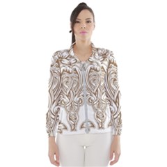 Beautiful Gold Floral Pattern Wind Breaker (women) by NouveauDesign