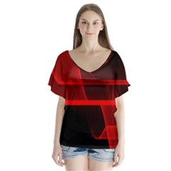 Background Light Glow Abstract Art V-neck Flutter Sleeve Top by Celenk