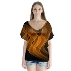 Background Light Glow Abstract Art V-neck Flutter Sleeve Top by Celenk