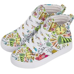 Doodle New Year Party Celebration Kid s Hi-top Skate Sneakers by Celenk