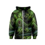 Fractal Green Gears Fantasy Kids  Zipper Hoodie
