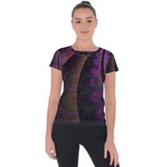 Fractal Colorful Pattern Spiral Short Sleeve Sports Top  by Celenk