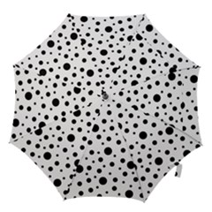Black On White Polka Dot Pattern Hook Handle Umbrellas (large) by LoolyElzayat